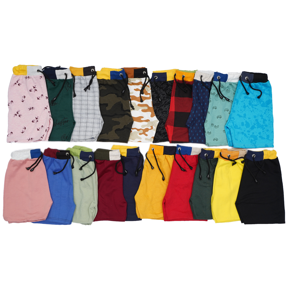 WHOLESALE KIDS SHORTS PLAIN AND ALL OVER PRINT Rs30/- (50PCS=Rs1500) Free Size - Image 3